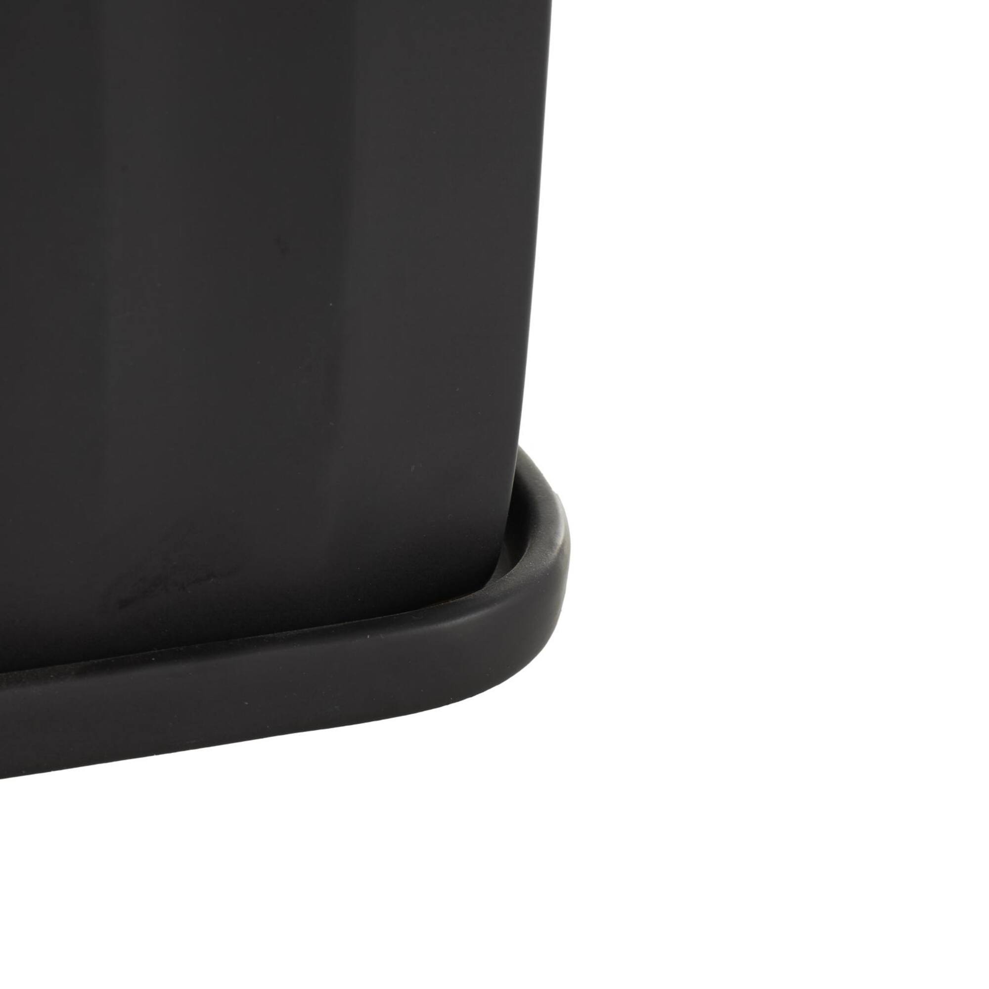 Black Square Wide Groove Textured Ceramic Planter Set